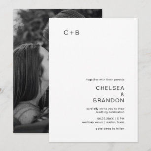 Chelsea Black and White Modern Wedding Invitation