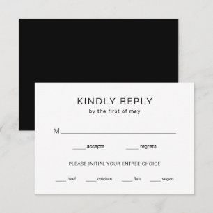 Chelsea Black and White Modern Wedding RSVP Card