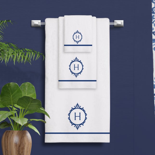 Chelsea Blue and White Monogrammed Towel (Creator Uploaded)