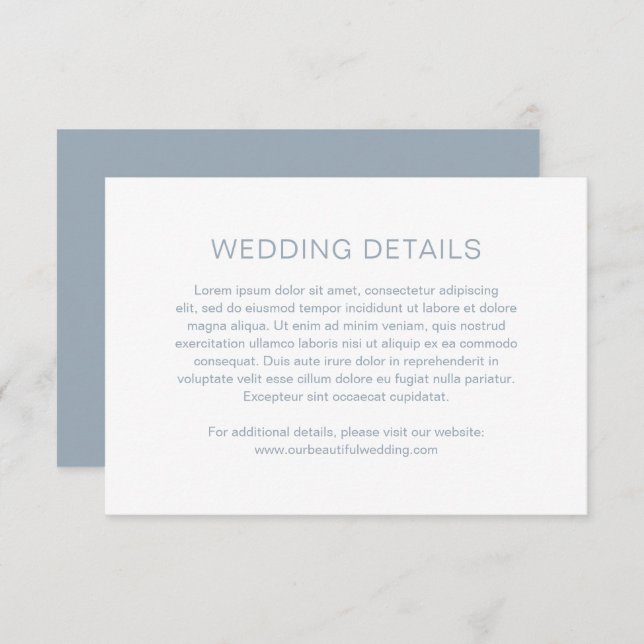 Chelsea Dusty Blue Modern Wedding Enclosure Card (Front/Back)