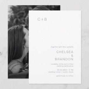 Chelsea Dusty Blue Modern Wedding Invitation