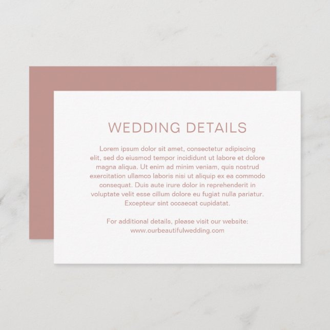 Chelsea Dusty Pink Modern Wedding Enclosure Card (Front/Back)