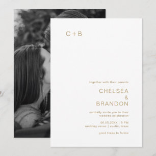 Chelsea Gold Modern Wedding Invitation