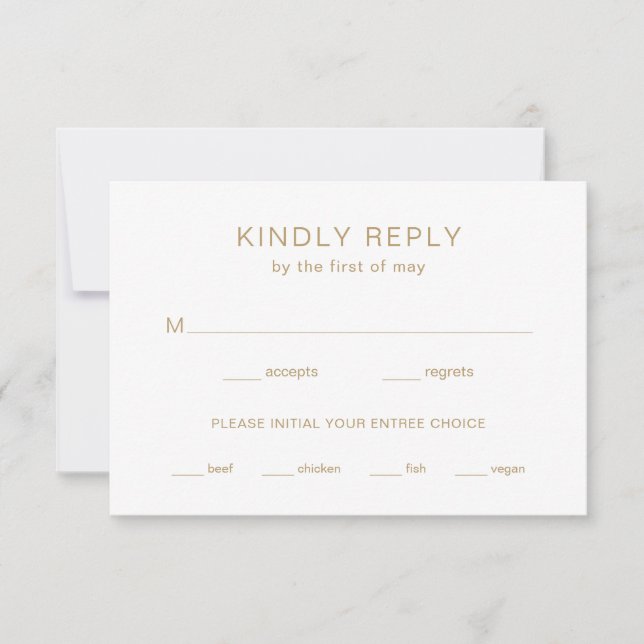 Chelsea Gold Modern Wedding RSVP Card (Front)