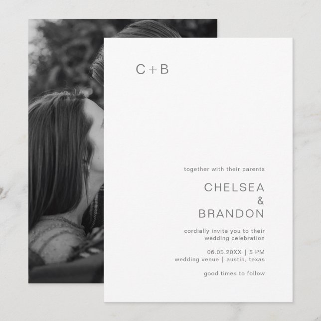Chelsea Grey Modern Wedding Invitation (Front/Back)
