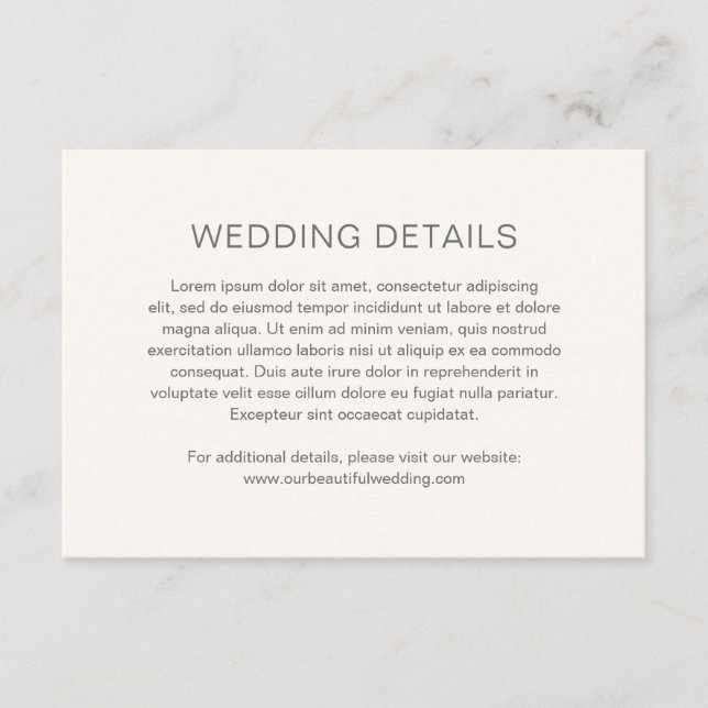 Chelsea Ivory Modern Wedding Enclosure Card (Front)