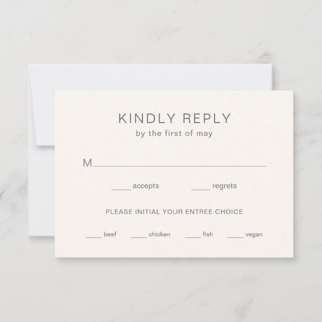 Chelsea Ivory Modern Wedding RSVP Card (Front)