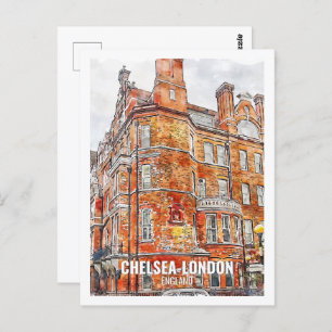 Chelsea London England Travel Place Watercolor Postcard