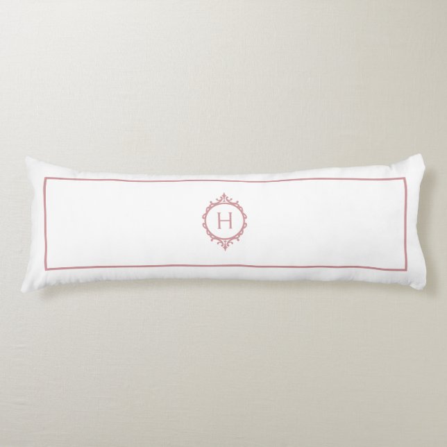 Chelsea Pink Blush and White Monogrammed Body Cushion (Front)