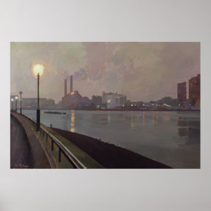 Chelsea Power Station by Night Poster
