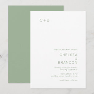 Chelsea Sage Green Modern Wedding Invitation