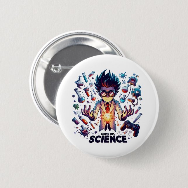 Chemical Concoction Game On, Science Theme 6 Cm Round Badge (Front & Back)