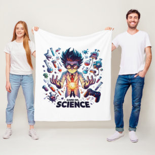 Chemical Concoction Game On, Science Theme Fleece Blanket