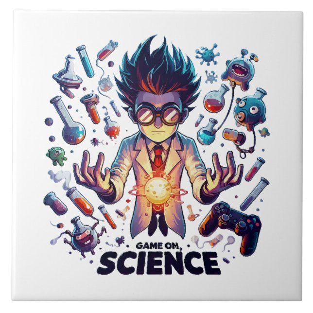 Chemical Concoction Game On, Science Theme Tile (Front)