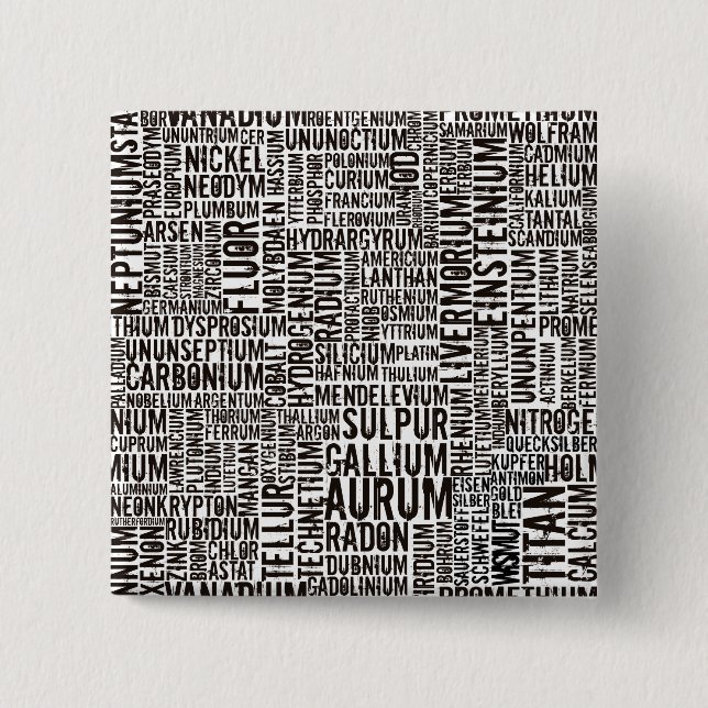 Chemical Elements 15 Cm Square Badge (Front)