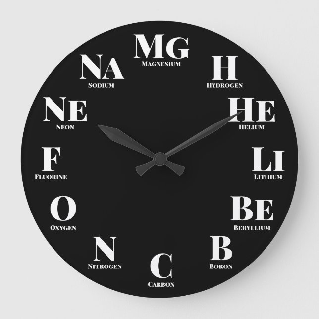 Chemical Elements Fun Nerdy Large Clock (Front)