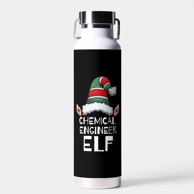 Chemical Engineer Elf Christmas Holidays Xmas Water Bottle (Front)