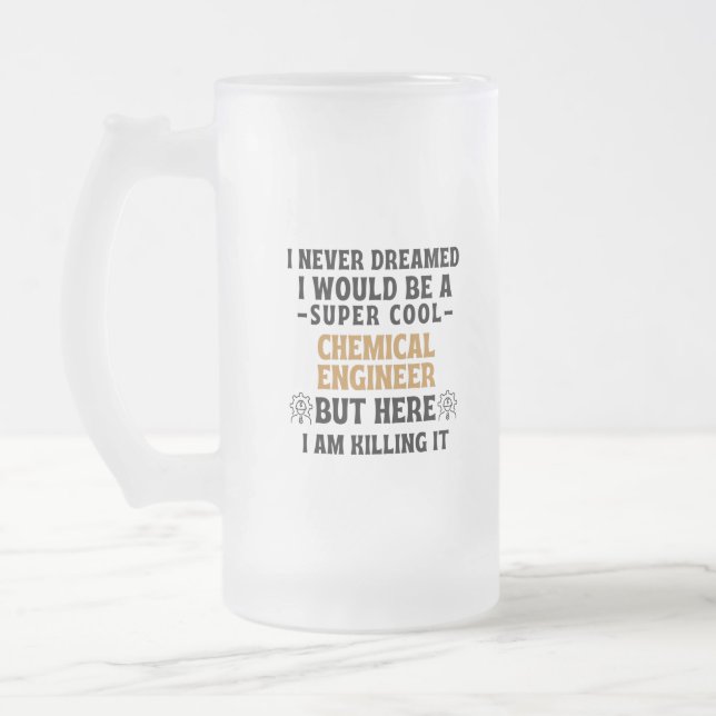 CHEMICAL ENGINEER FROSTED GLASS BEER MUG (Left)