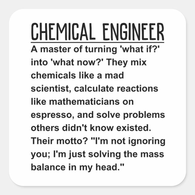 Chemical engineer square sticker (Front)