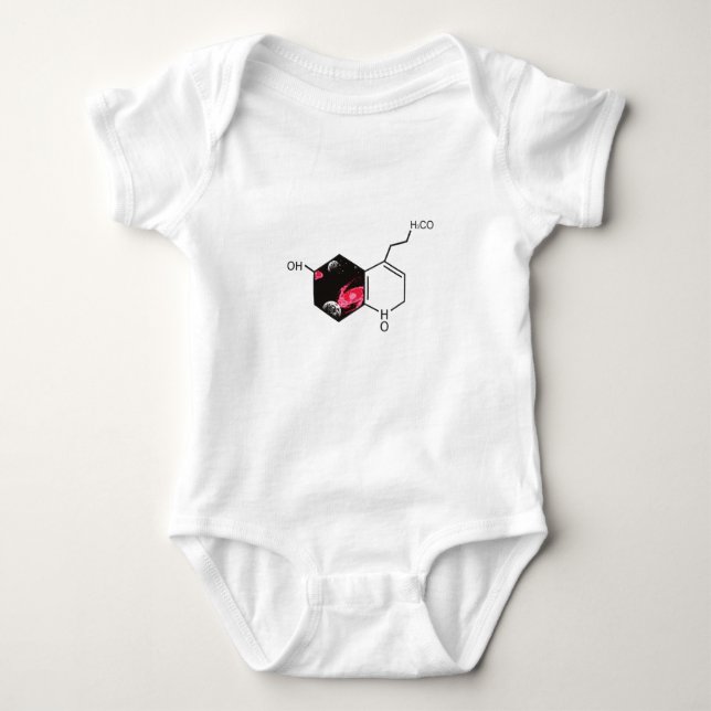 Chemical molecule with outer space view baby bodysuit (Front)