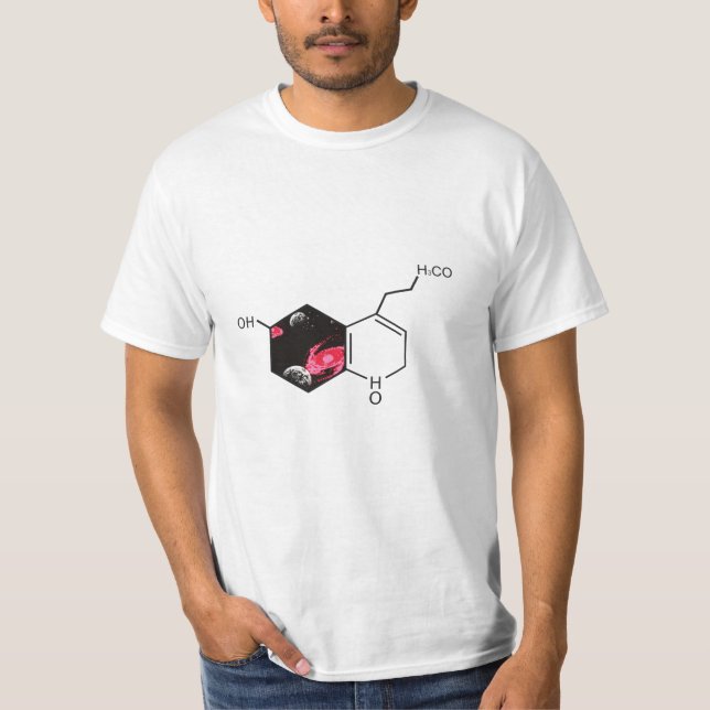 Chemical molecule with outer space view T-Shirt (Front)