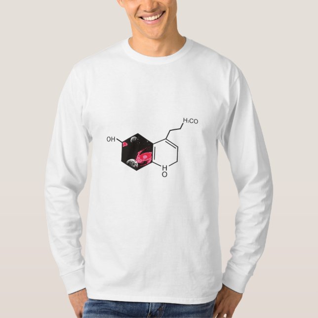 Chemical molecule with outer space view T-Shirt (Front)