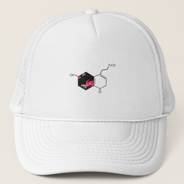 Chemical molecule with outer space view trucker hat (Front)
