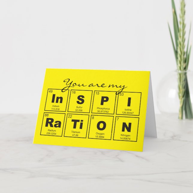 Chemical periodic table of elements: InSPIRaTiON Card (Front)