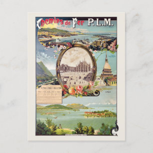 Chemins de fer PLM Italy Vintage Poster 1895 Postcard