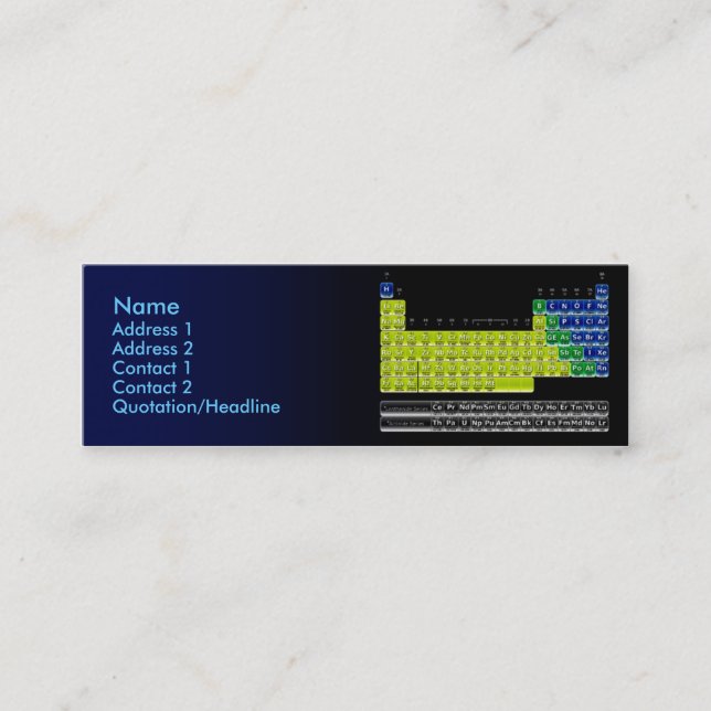 Chemist Card with Periodic Table (Front)