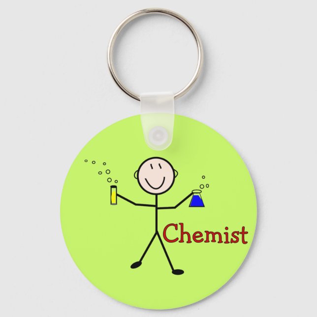 Chemist Gifts-Stick Person With Test Tubes Key Ring (Front)
