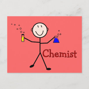 Chemist Gifts-Stick Person With Test Tubes Postcard