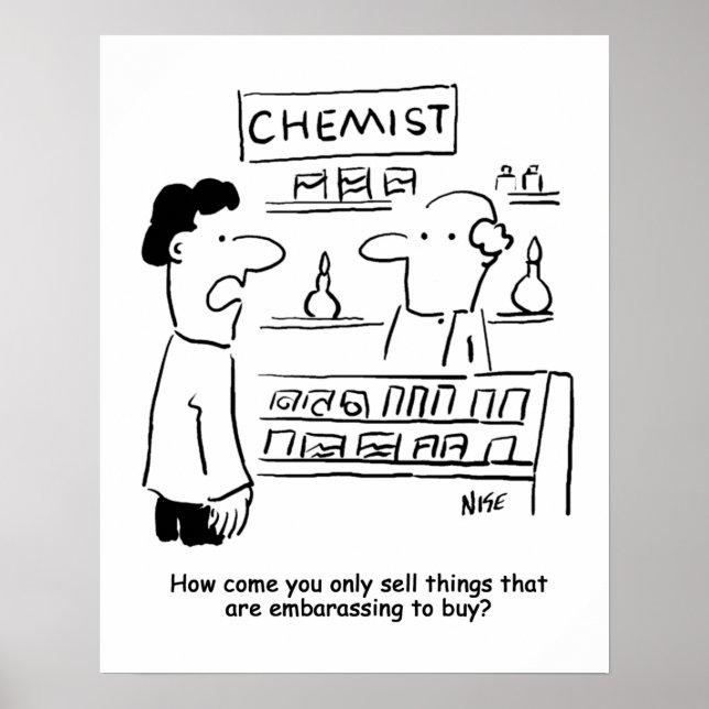 Chemist only sells embarrassing products mug poster (Front)