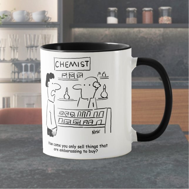 Chemist sells embarrassing products. Pharmacist Mug (Creator Uploaded)