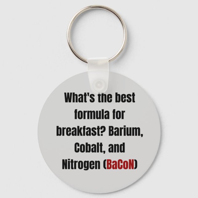 Chemistry Bacon Pun Key Ring (Front)