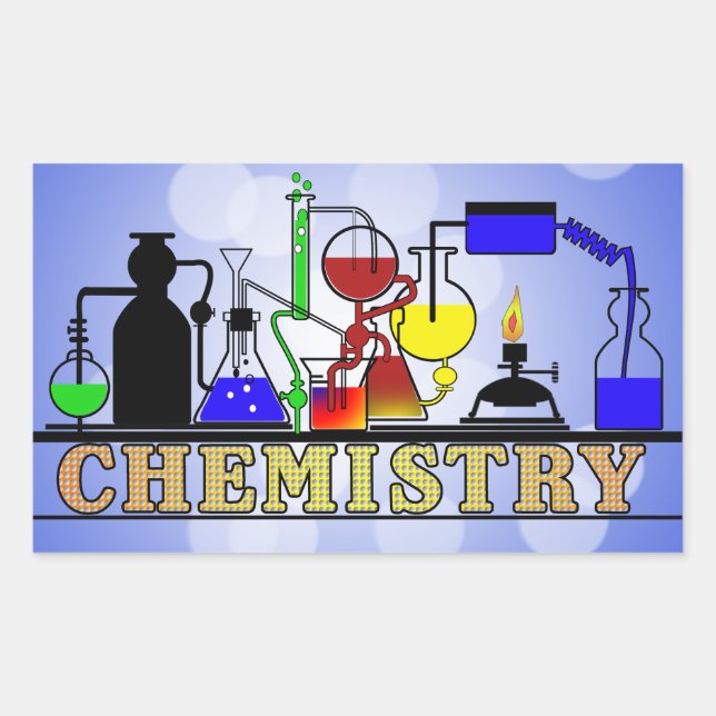 CHEMISTRY BEAKERS AND FLASKS LOGO RECTANGULAR STICKER (Front)