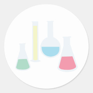 Chemistry Beakers Classic Round Sticker