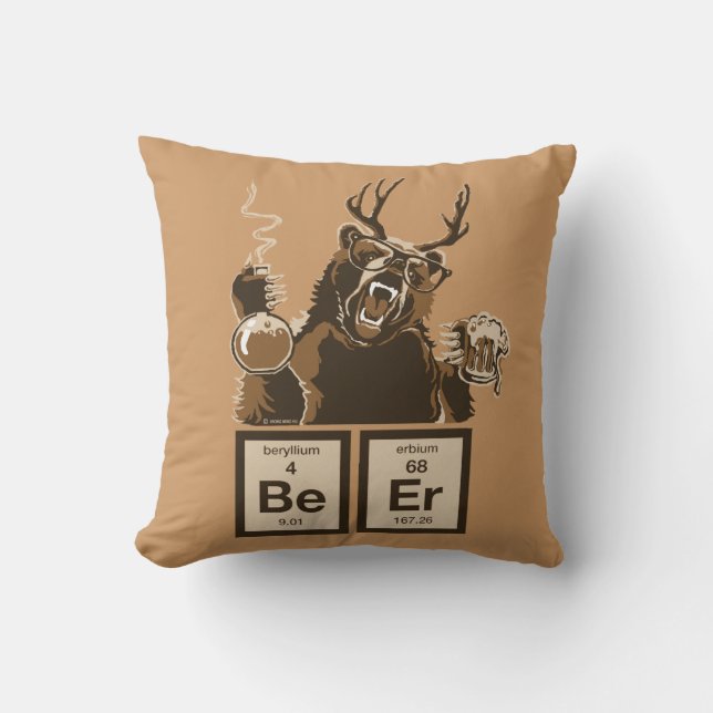 Chemistry bear discovered beer cushion (Front)