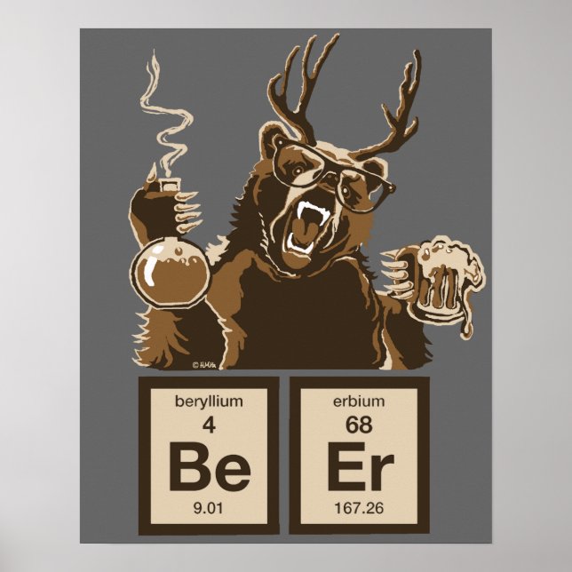 Chemistry bear discovered beer poster (Front)