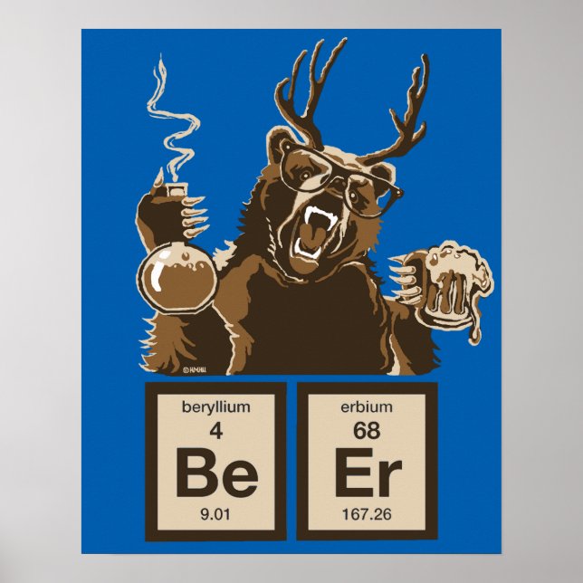 Chemistry bear discovered beer poster (Front)