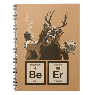 Chemistry bear discovered beer spiral notebook