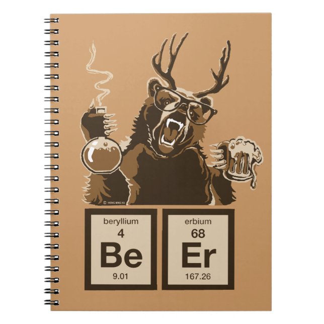 Chemistry bear discovered beer spiral notebook (Front)