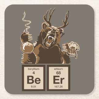 Chemistry bear discovered beer square paper coaster