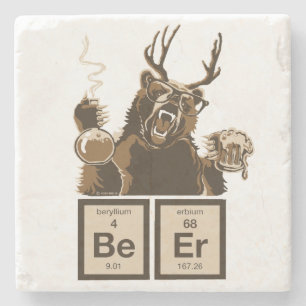 Chemistry bear discovered beer stone coaster