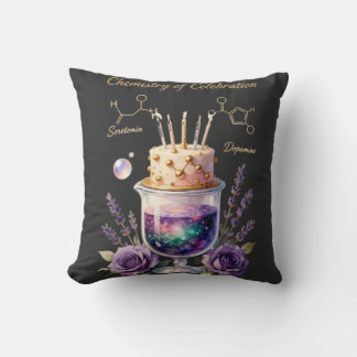 Chemistry Birthday Celebration Flask and Floral Ca Cushion