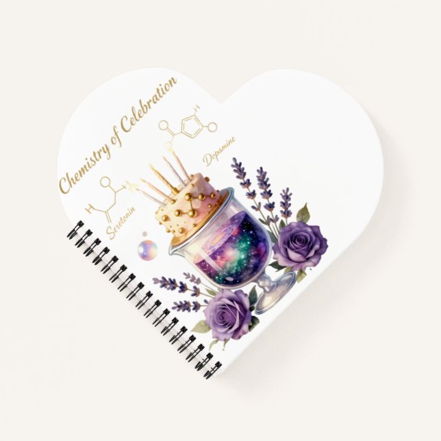 Chemistry Birthday Celebration Flask and Floral Ca Notebook (Front)