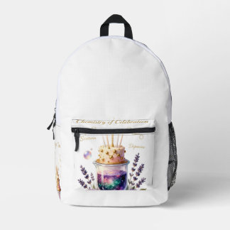 Chemistry Birthday Celebration Flask and Floral Ca Printed Backpack