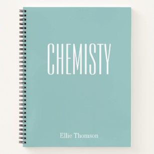 Chemistry Blank and Lined Paper Aqua Blue Name Notebook