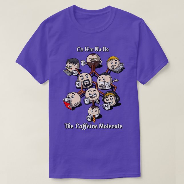 Chemistry Caffeine Molecule Funny Science Geek Cof T-Shirt (Design Front)