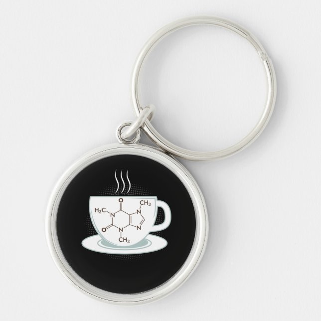 Chemistry Caffeine Molecule Key Ring (Front)